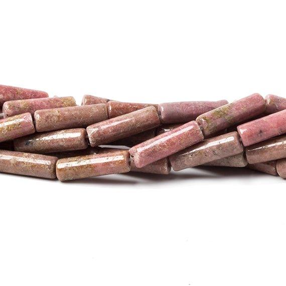 13x4mm Rhodonite plain cylindrical tubes 16 inch 31 Beads - The Bead Traders