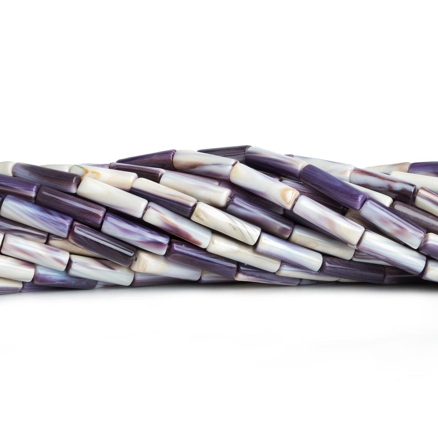 13x4mm Wampum Shell Plain Tube Beads 16 inch 28 pieces - The Bead Traders