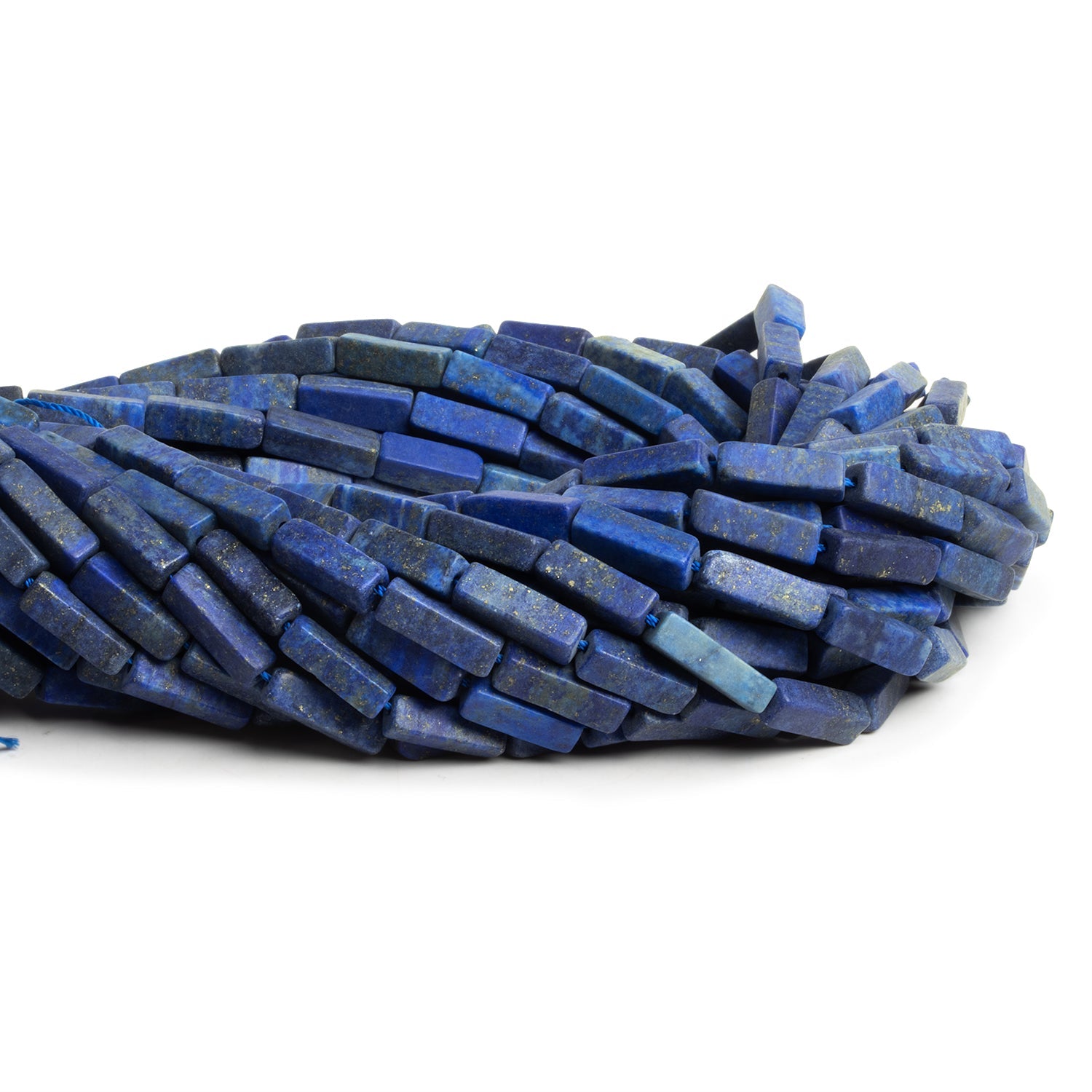 13x5mm Matte Lapis Lazuli Rectangles 16 inch 27 beads - The Bead Traders