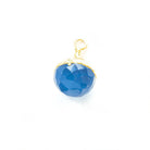 13x8mm-14x9mm Gold Leafed Santorini Blue Chalcedony Faceted Candy Kiss Focal Pendant 1 Piece - The Bead Traders