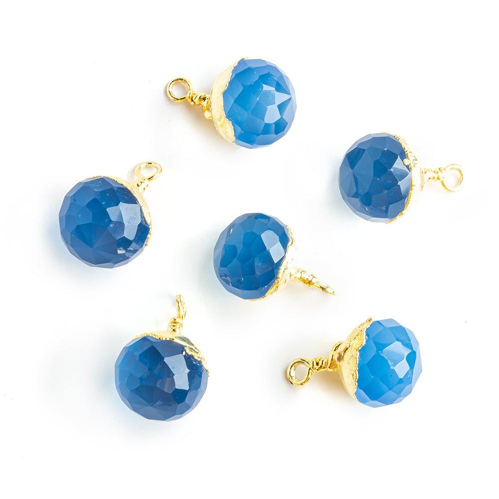 13x8mm-14x9mm Gold Leafed Santorini Blue Chalcedony Faceted Candy Kiss Focal Pendant 1 Piece - The Bead Traders