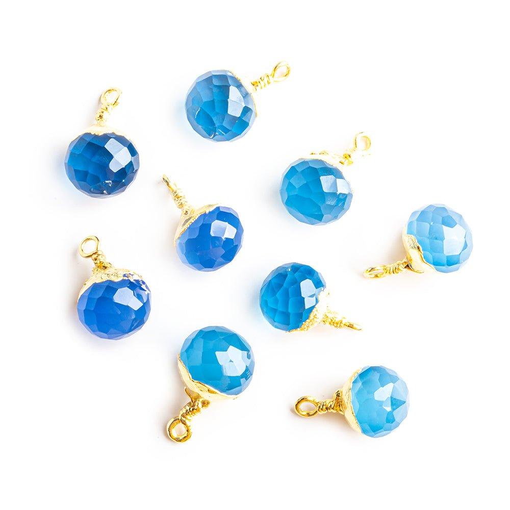 13x8mm-14x9mm Gold Leafed Santorini Blue Chalcedony Faceted Candy Kiss Focal Pendant - Lot of 9 - The Bead Traders