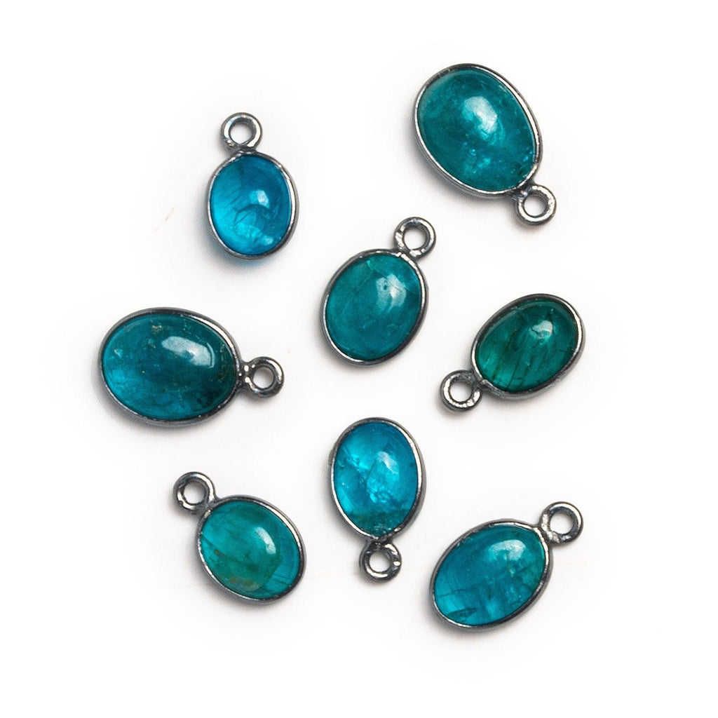 13x8mm Black Gold Bezeled Apatite Oval Pendant 1 Bead - The Bead Traders