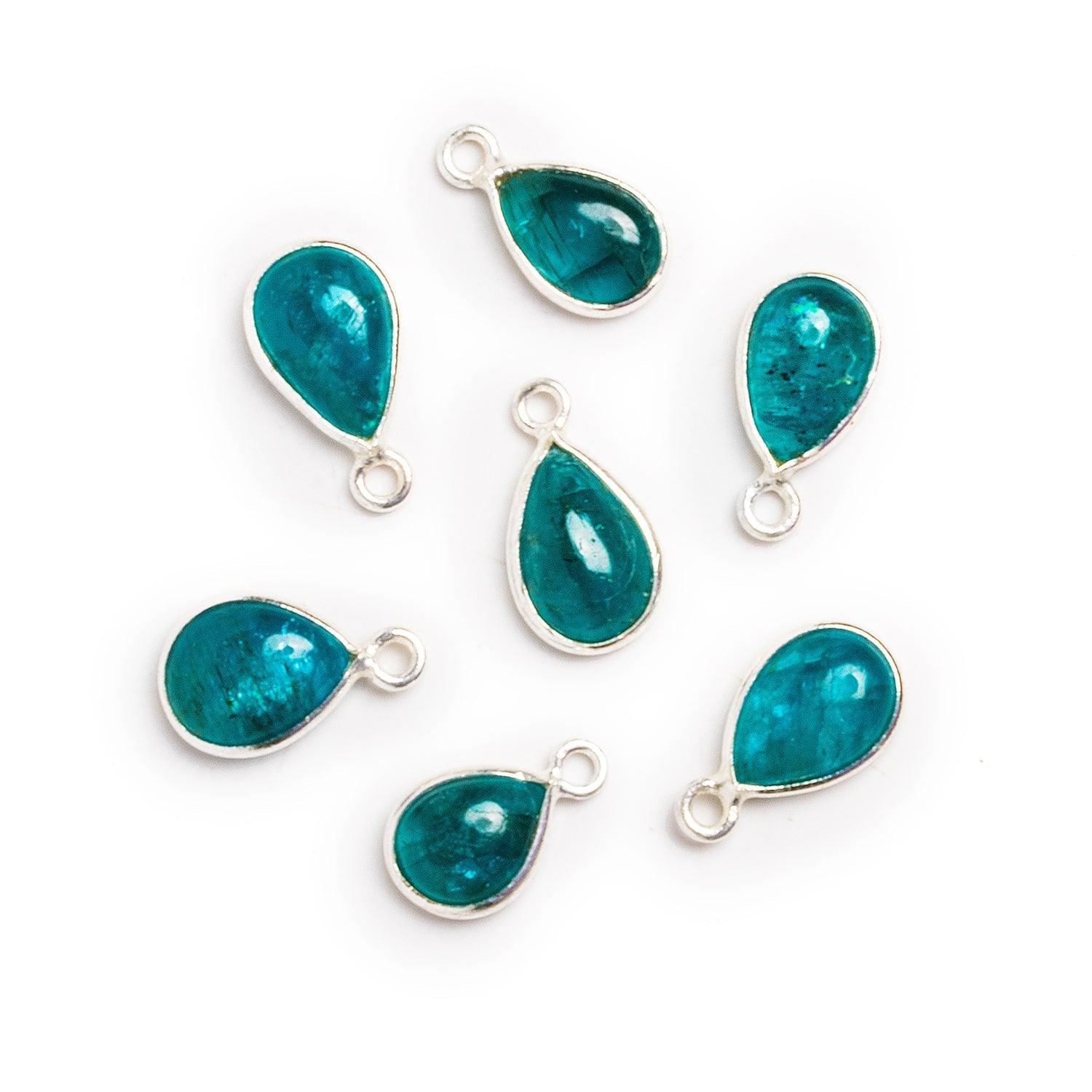 13x8mm Silver Bezeled Apatite Pear Pendant 1 Bead - The Bead Traders