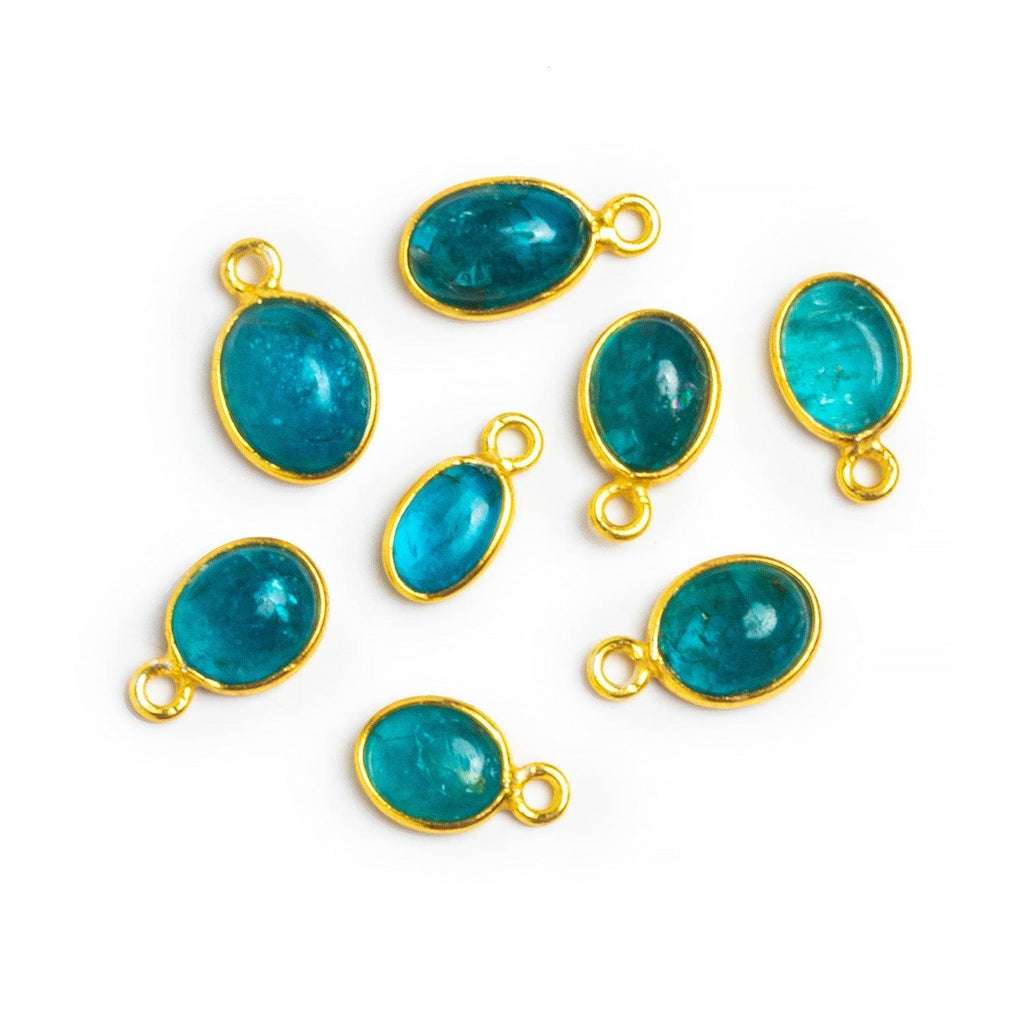 13x8mm Vermeil Bezeled Apatite Oval Pendant 1 Bead - The Bead Traders