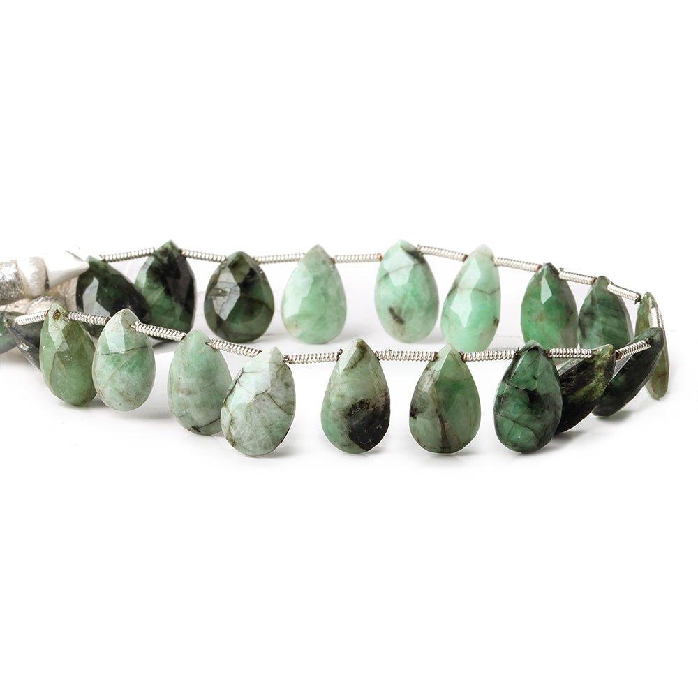 13x9-14.5x9mm Emerald Faceted Pear beads 8 inch 20 pieces - The Bead Traders