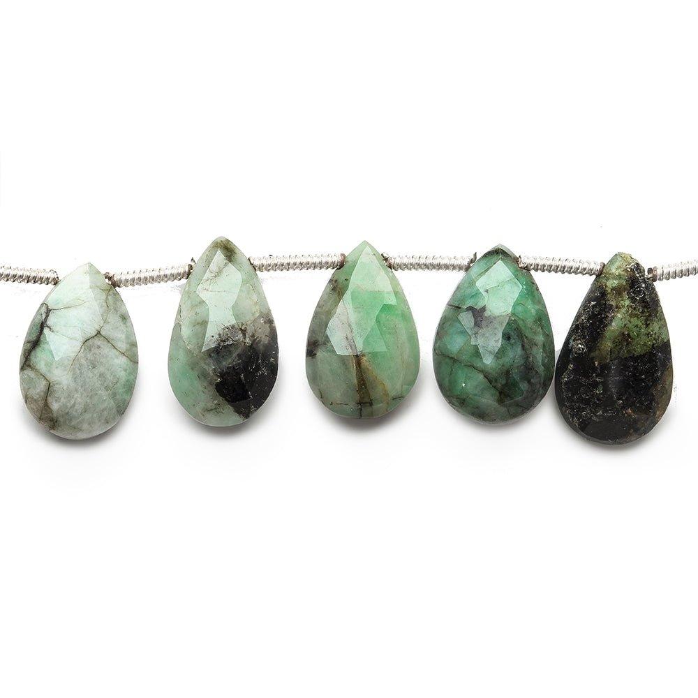 13x9-14.5x9mm Emerald Faceted Pear beads 8 inch 20 pieces - The Bead Traders