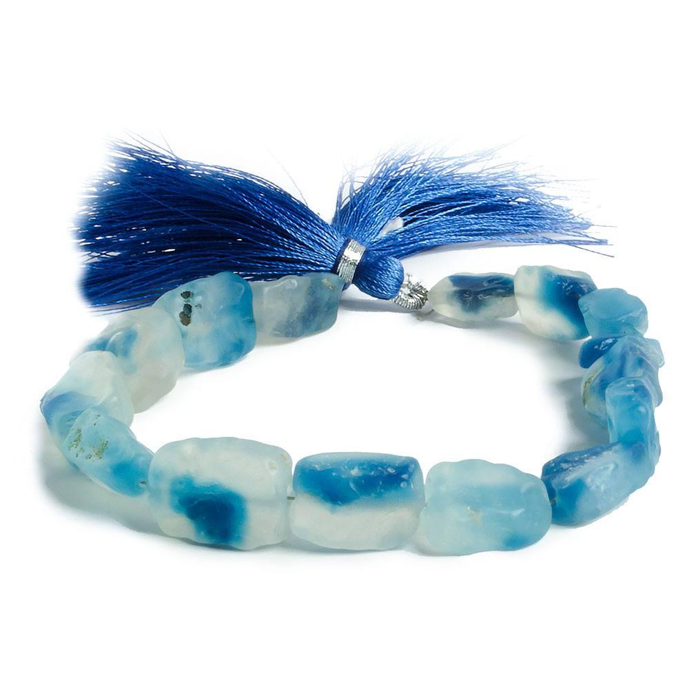 13x9-14x10mm Blue & Light Blue Agate Hammer Faceted Rectangle 8 inch 17 pieces - The Bead Traders