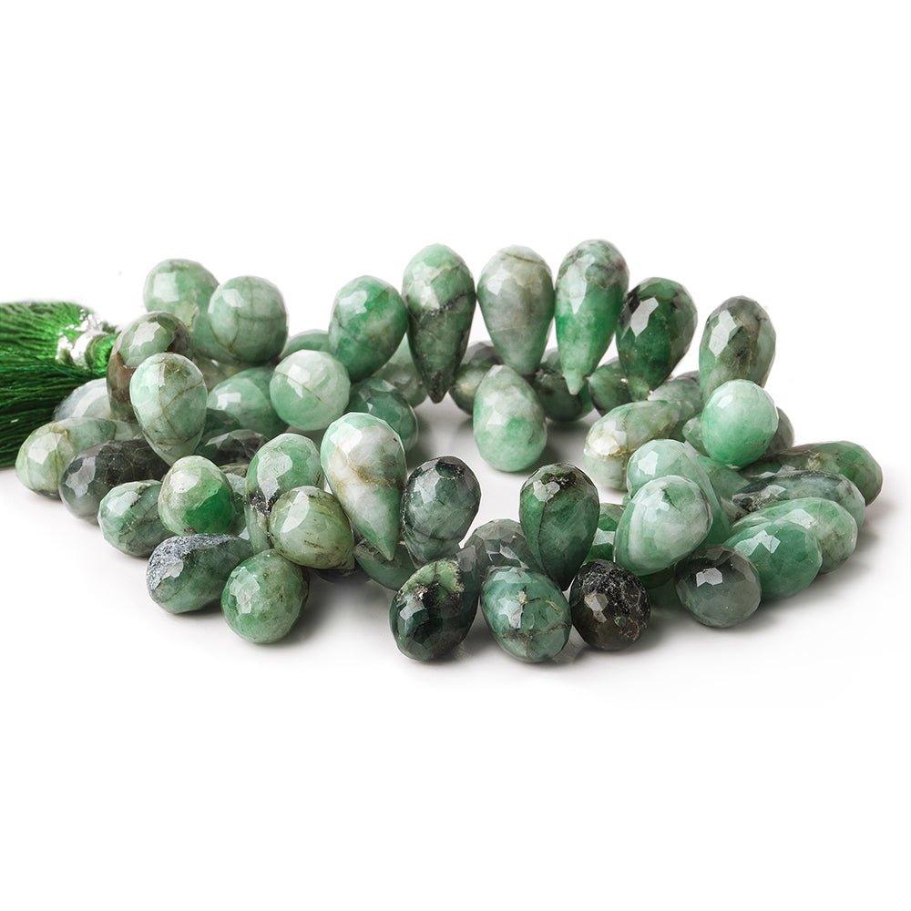13x9-17x9mm Emerald Faceted Tear Drop beads 8 inch 55 pieces - The Bead Traders
