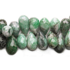 13x9-17x9mm Emerald Faceted Tear Drop beads 8 inch 55 pieces - The Bead Traders