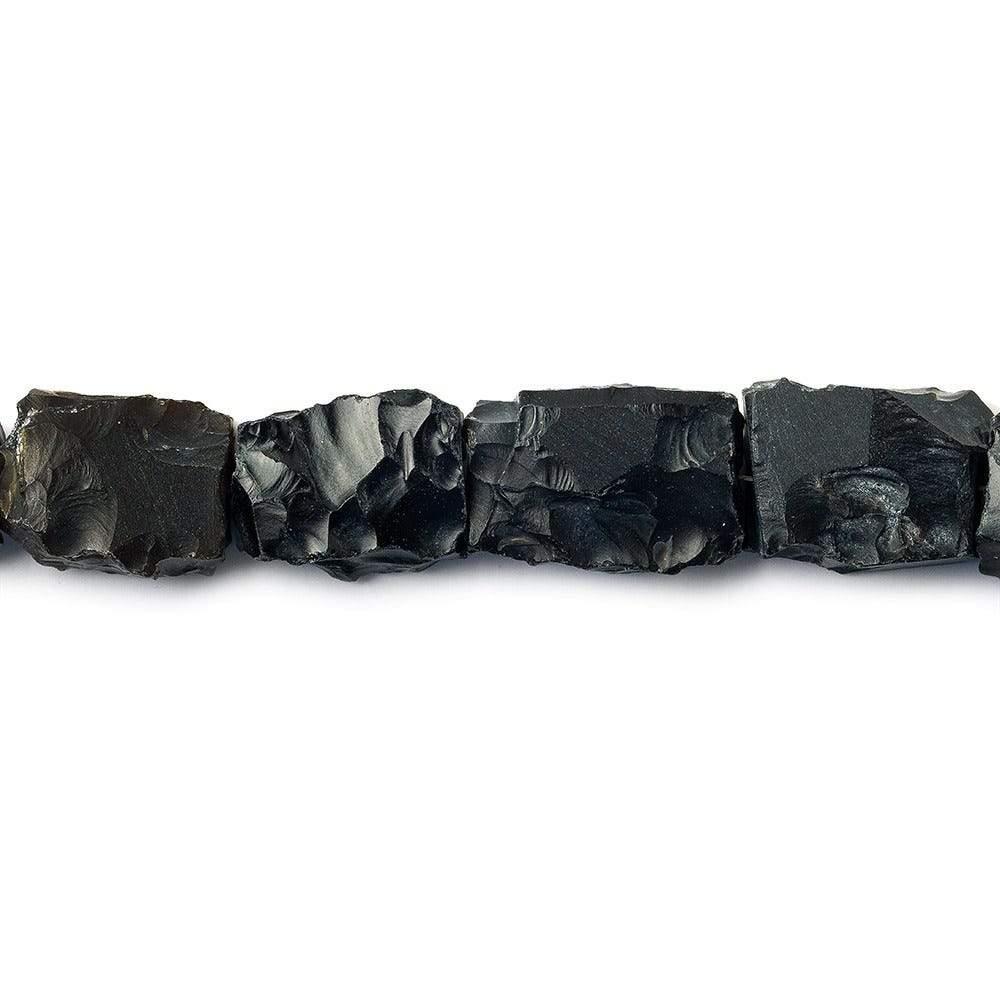 13x9-19x13mm Black Agate Beads Hammer Faceted Rectangle 8 inch 14 pcs - The Bead Traders