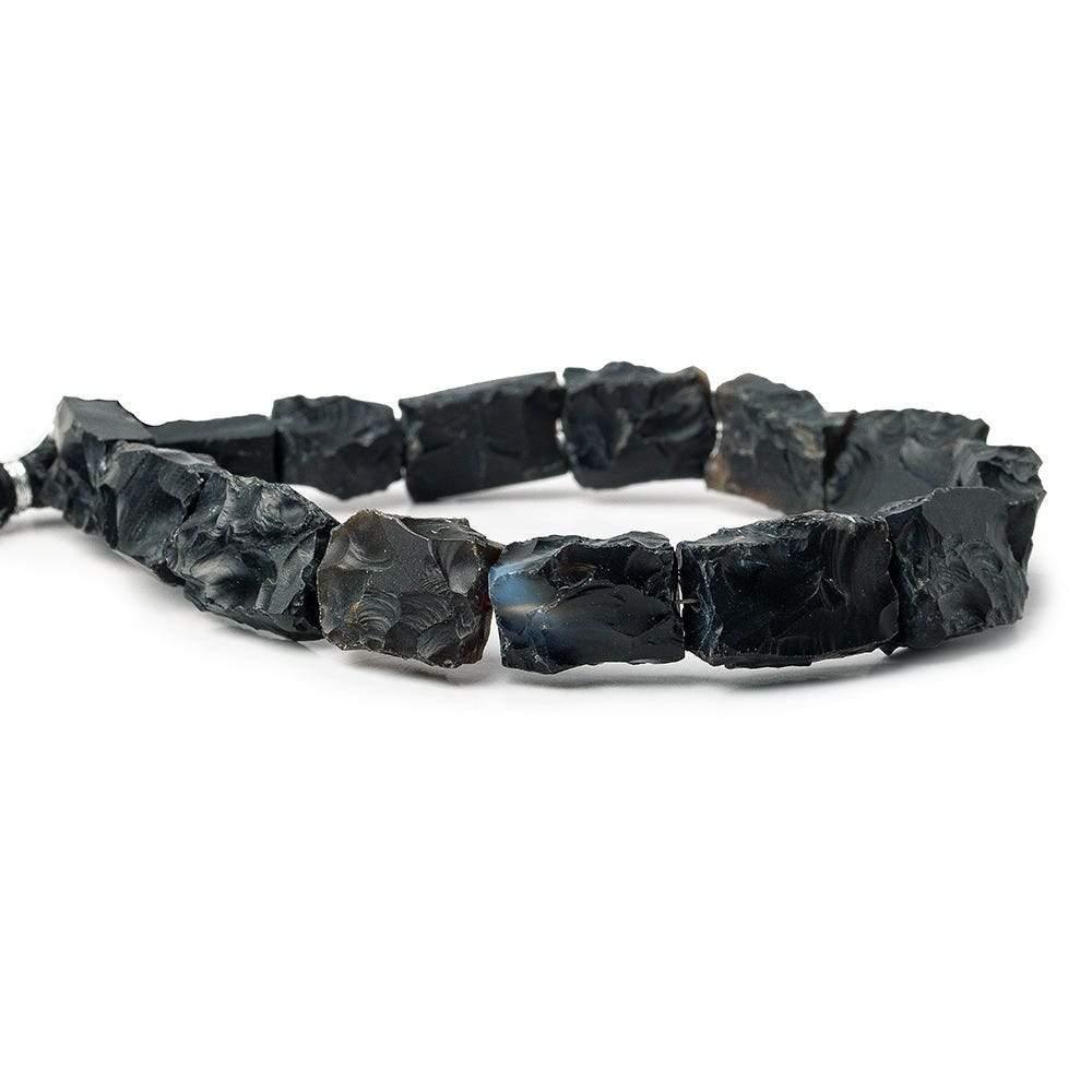 13x9-19x13mm Black Agate Beads Hammer Faceted Rectangle 8 inch 14 pcs - The Bead Traders