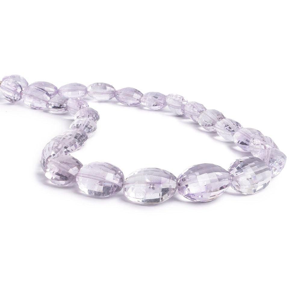 13x9-19x13mm Pink Amethyst checkerboard faceted ovals 16 inch 27 beads - The Bead Traders