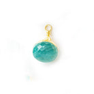 13x9mm Gold Leafed Seafoam Blue Chalcedony Faceted Candy Kiss Focal Pendant 1 Piece - The Bead Traders