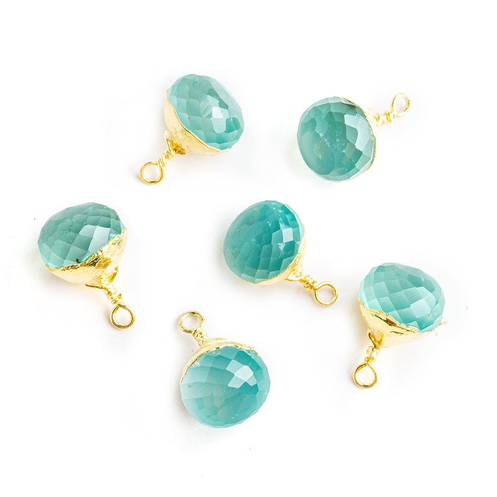 13x9mm Gold Leafed Seafoam Blue Chalcedony Faceted Candy Kiss Focal Pendant 1 Piece - The Bead Traders