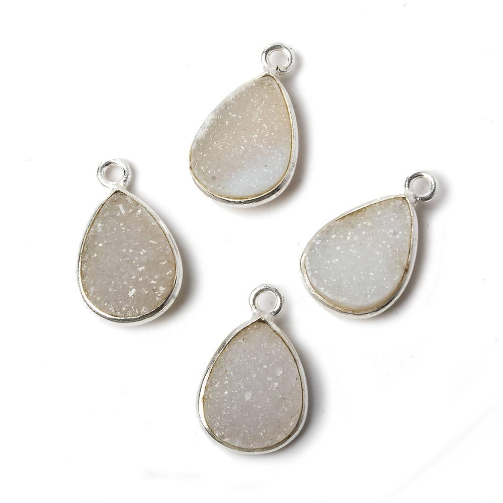 13x9mm Silver Bezel White Drusy Pear Pendant 1 piece - The Bead Traders