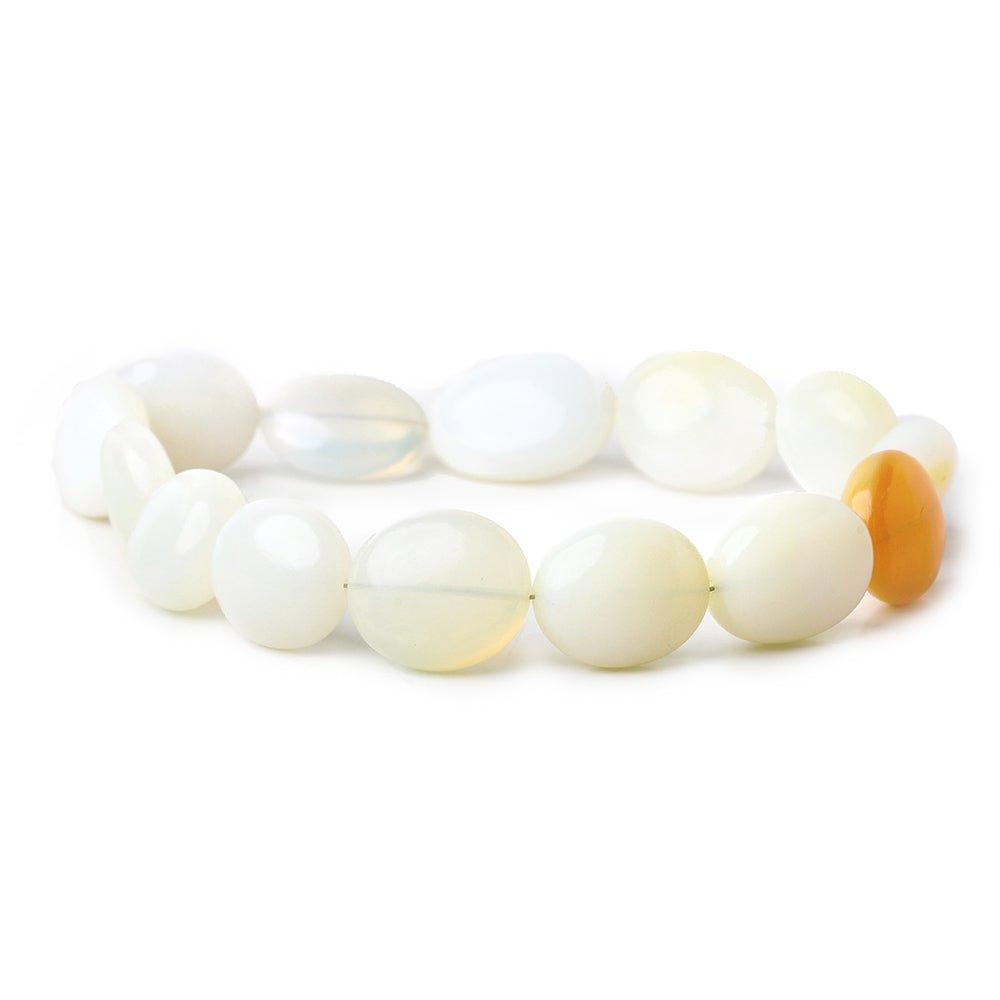 14 - 16 White and Yellow Opal Plain Oval Beads 7 inch 13 pieces - The Bead Traders