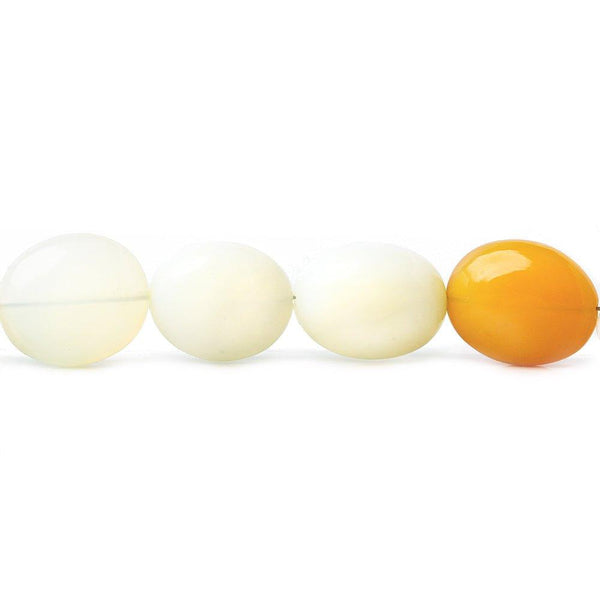14 - 16 White and Yellow Opal Plain Oval Beads 7 inch 13 pieces
