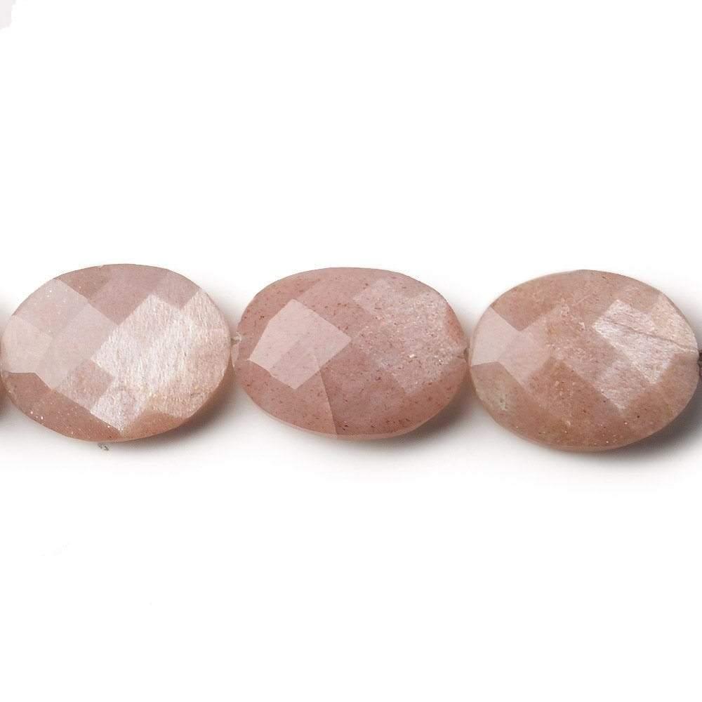 14-16mm Angel Skin Moonstone Faceted Ovals 8 inch 12 beads - The Bead Traders
