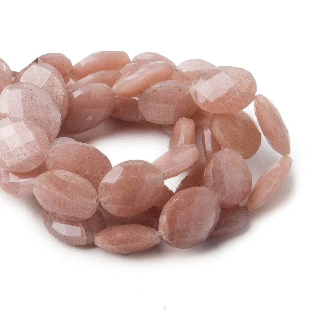 14-16mm Angel Skin Moonstone Faceted Ovals 8 inch 12 beads - The Bead Traders