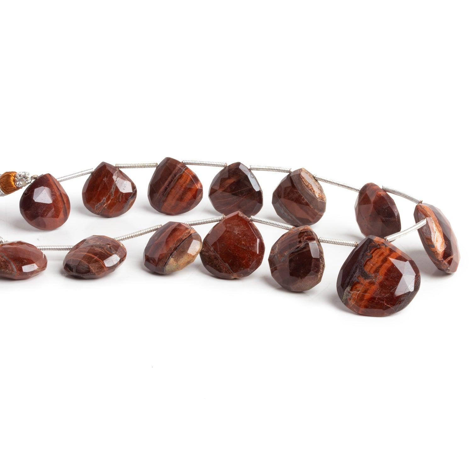 14-19mm Red Tiger's Eye Faceted Hearts 9 inch 13 beads - The Bead Traders