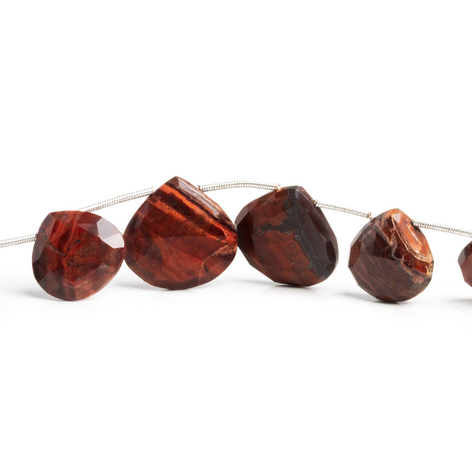 14-19mm Red Tiger's Eye Faceted Hearts 9 inch 13 beads - The Bead Traders