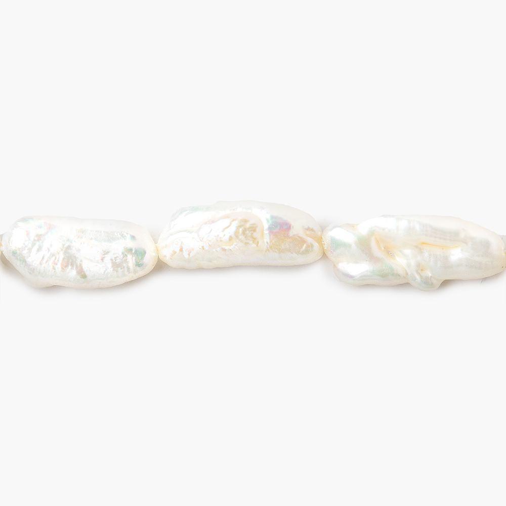 14-20mm Off White Biwa Straight Drill Freshwater Pearls 15 inch 22 pieces - The Bead Traders