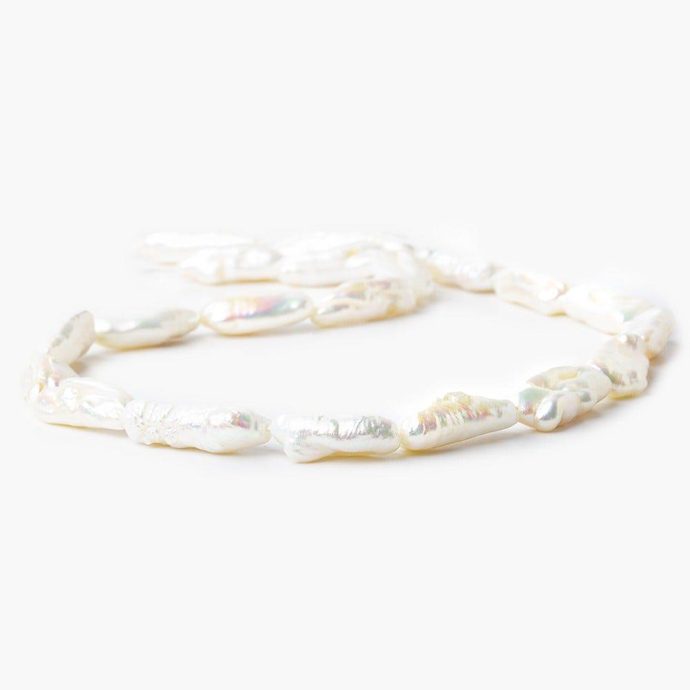 14-20mm Off White Biwa Straight Drill Freshwater Pearls 15 inch 22 pieces - The Bead Traders