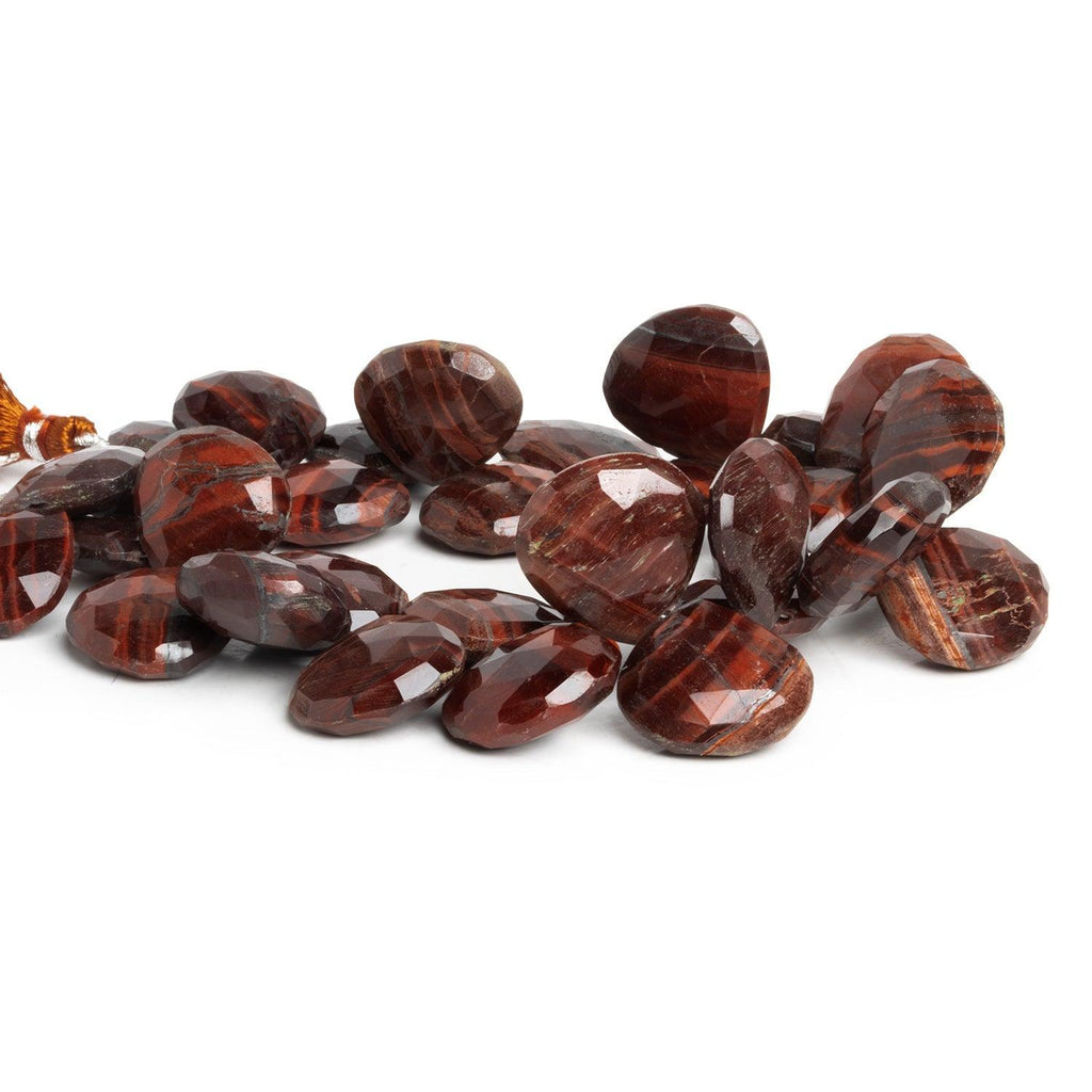 14-20mm Red Tiger's Eye Faceted Hearts 8.5 inch 30 beads - The Bead Traders