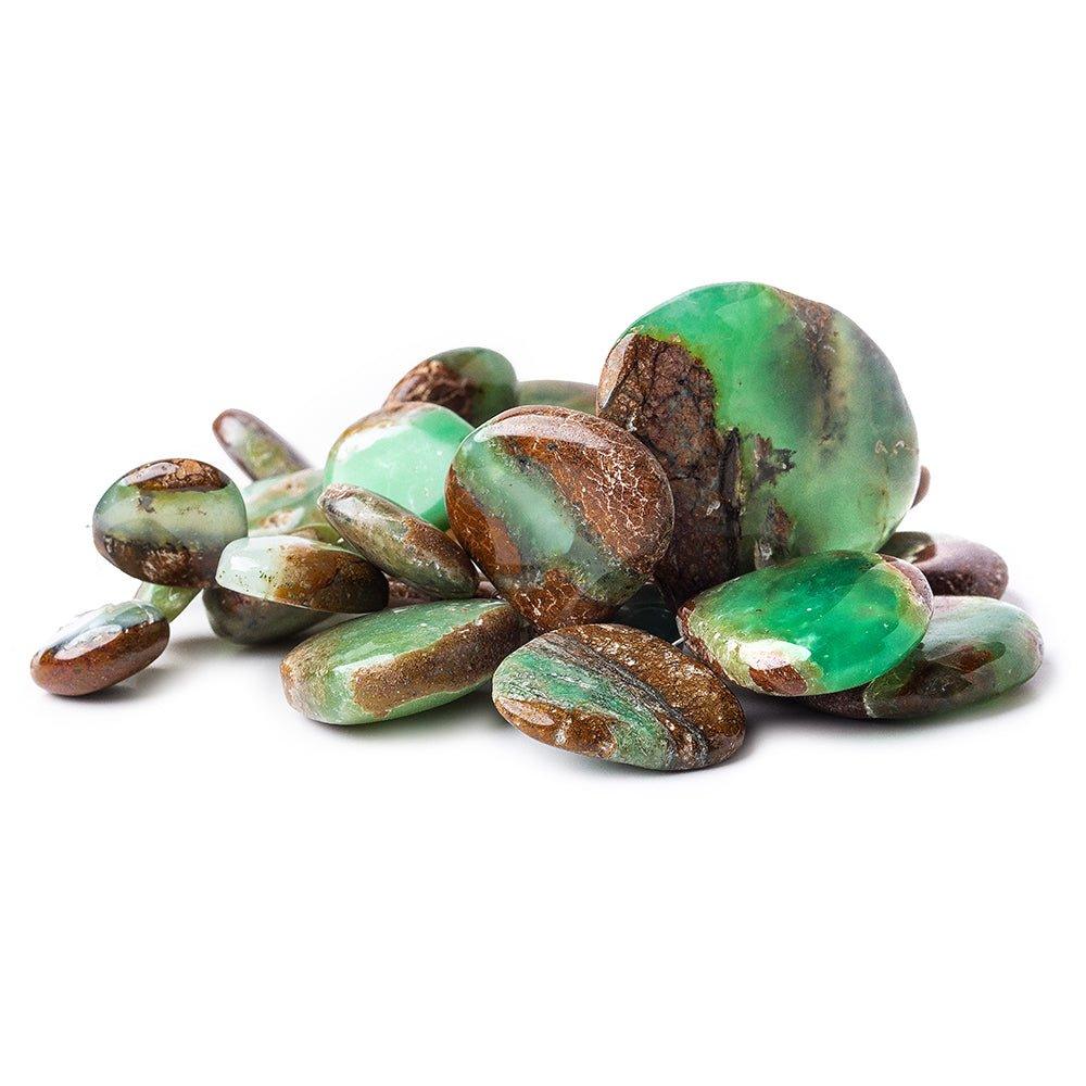 14.5x15-37x39mm Chrysoprase and Matrix plain heart beads 8 inch 29 pieces - The Bead Traders