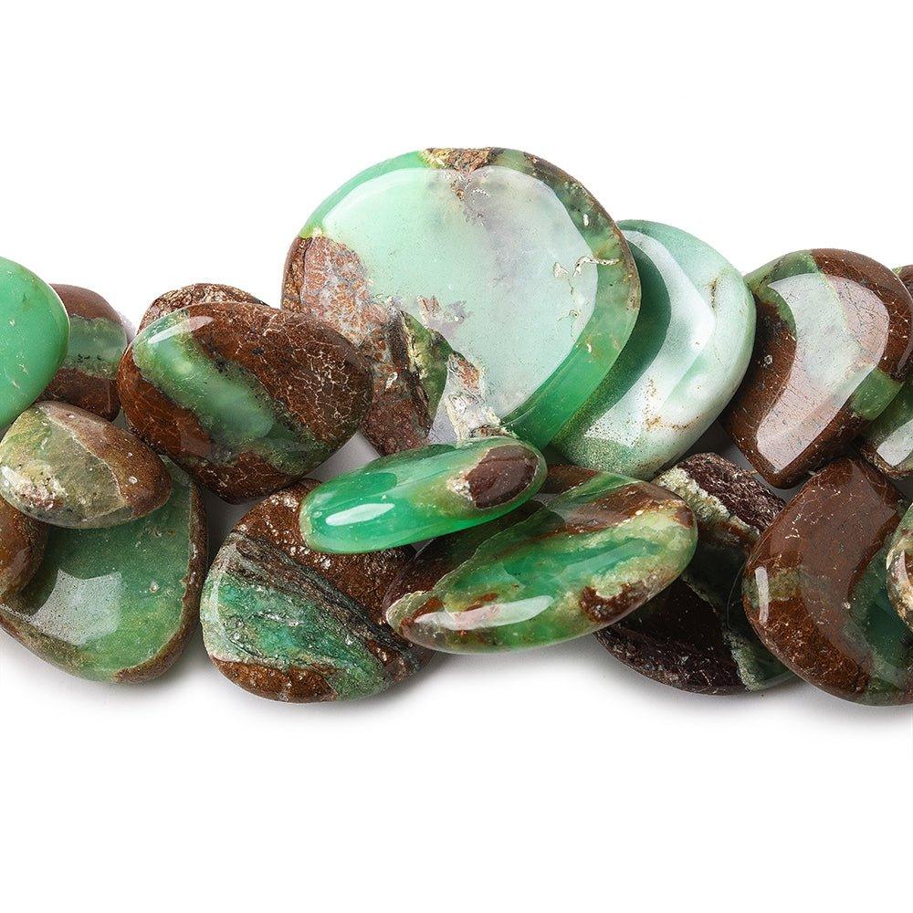 14.5x15-37x39mm Chrysoprase and Matrix plain heart beads 8 inch 29 pieces - The Bead Traders