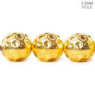 14mm 22kt Gold plated Large Hole Honeycomb Coin Beads 4 inch 7 pieces - The Bead Traders