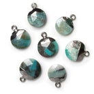 14mm Black Gold Leafed Chrysocolla Coin Pendant 1 Bead - The Bead Traders