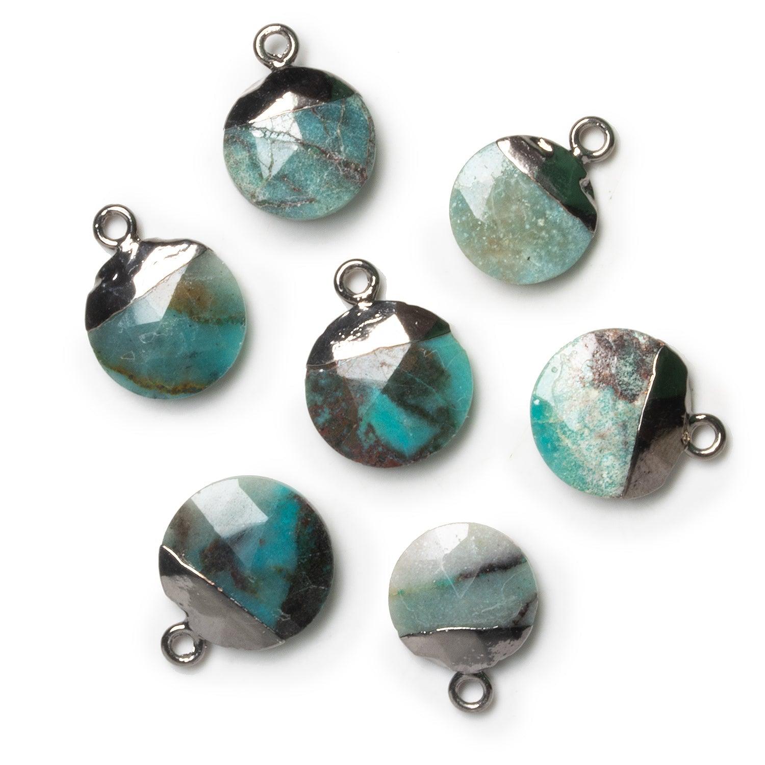 14mm Black Gold Leafed Chrysocolla Coin Pendant 1 Bead - The Bead Traders