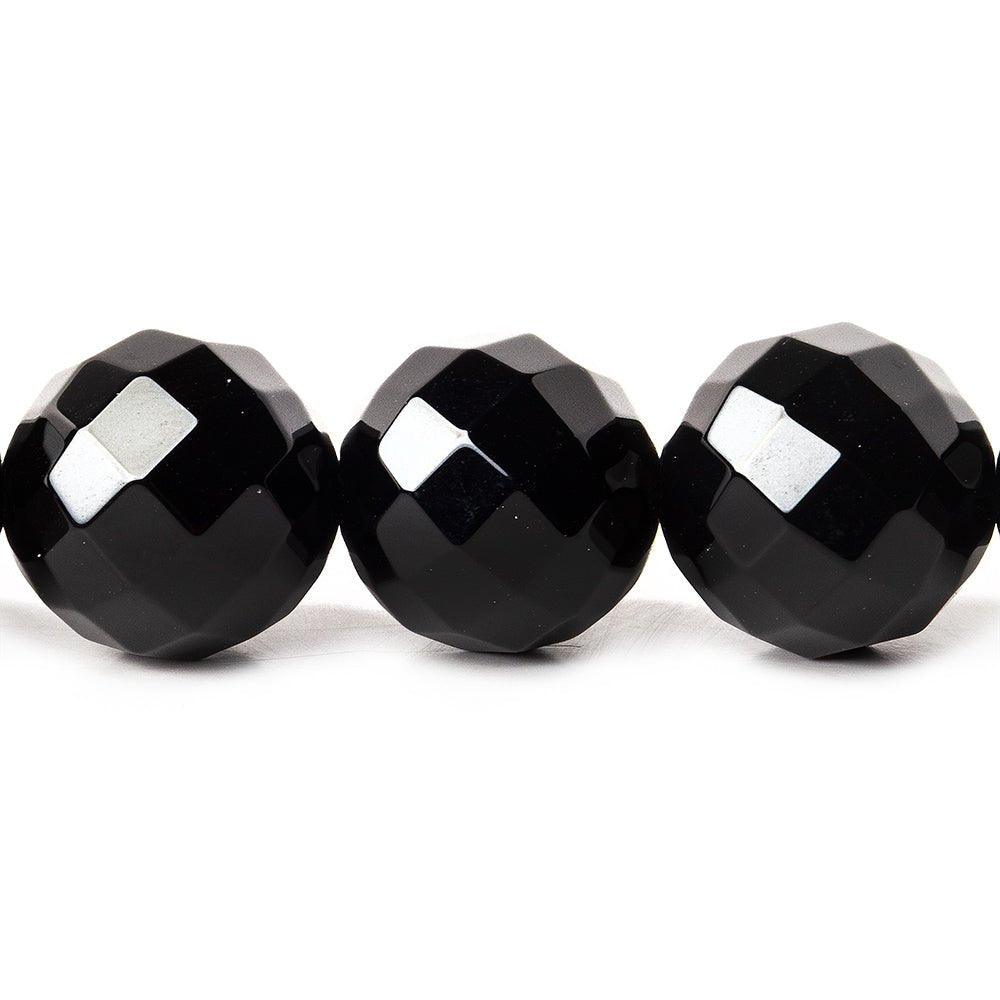 14mm Black Onyx faceted round beads 15 inch 28 pieces - The Bead Traders