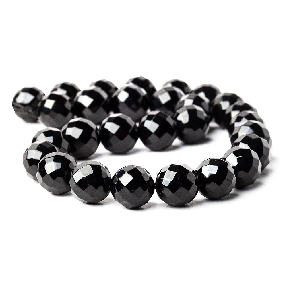 14mm Black Onyx faceted round beads 15 inch 28 pieces - The Bead Traders