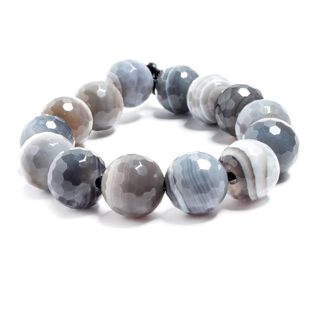 14mm Botswana Agate large hole faceted rounds 7.5 inches 14 beads - The Bead Traders