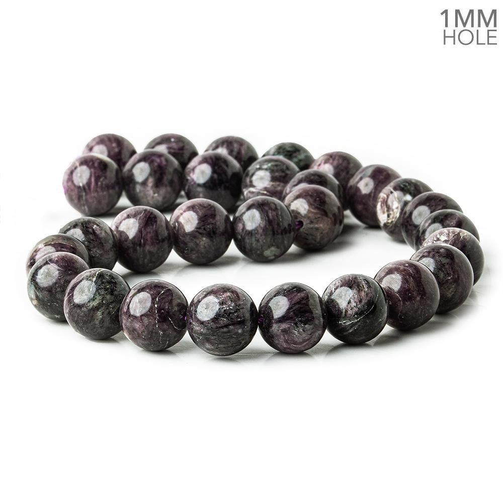 14mm Charoite plain rounds 16 inch 29 beads - The Bead Traders