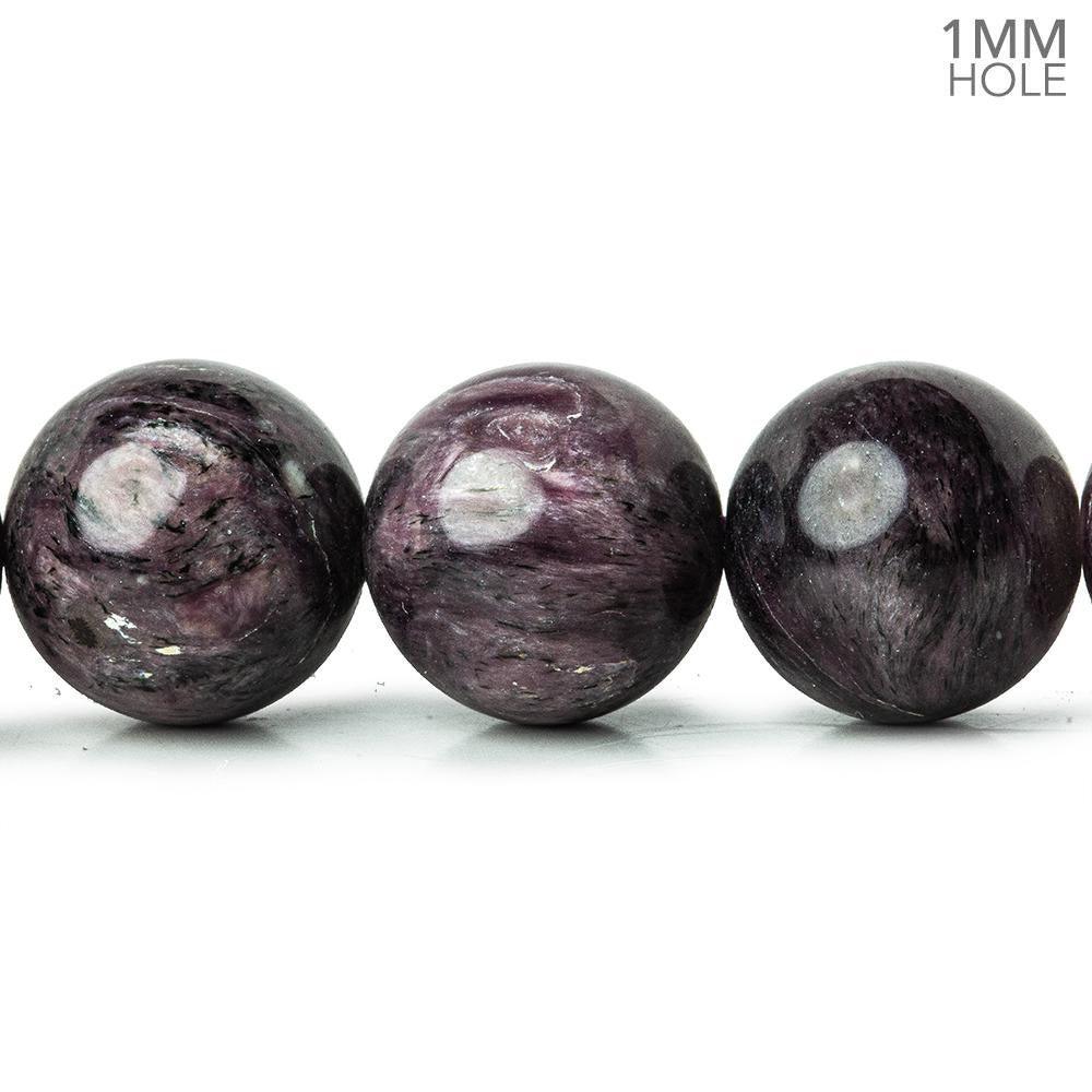 14mm Charoite plain rounds 16 inch 29 beads - The Bead Traders