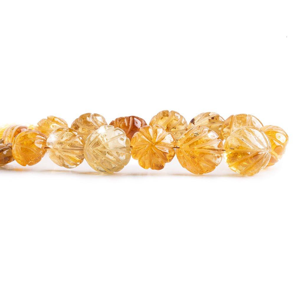 14mm Citrine Carved Faceted Coin Beads 8.5 inch 16 pieces - The Bead Traders