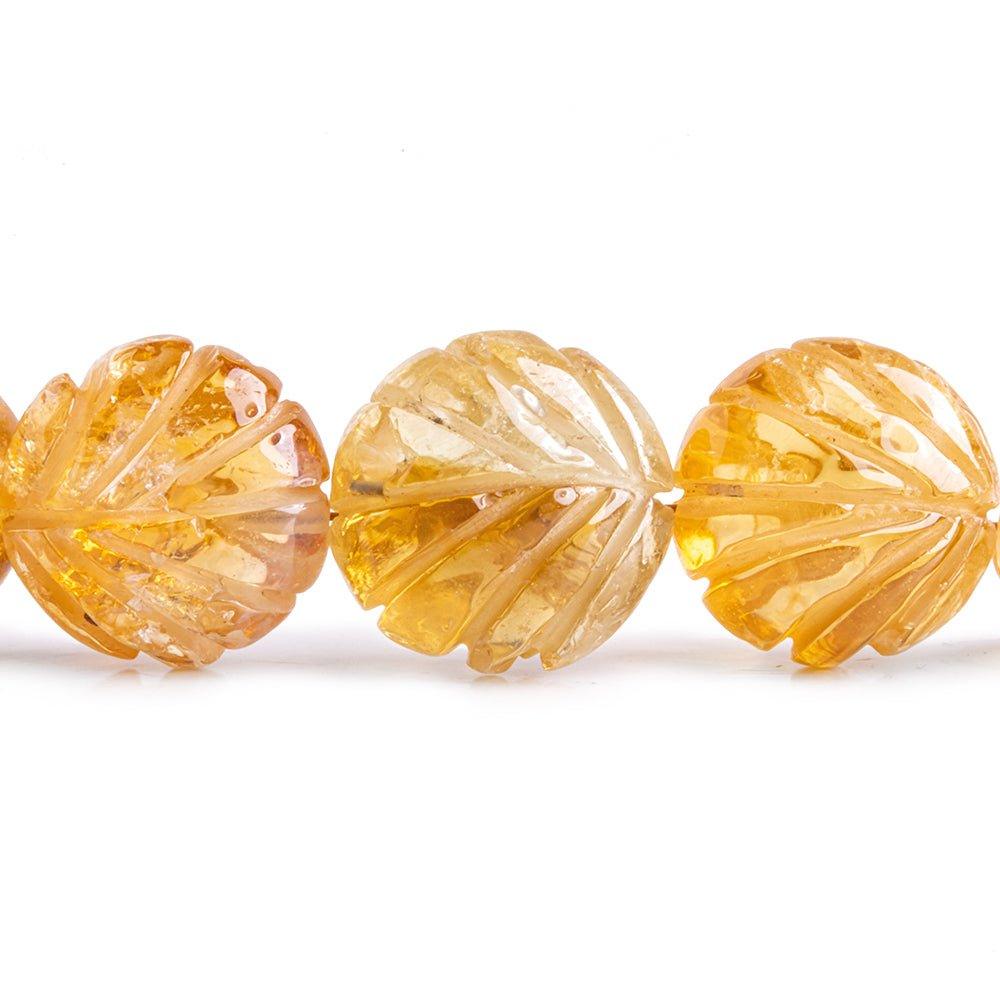 14mm Citrine Carved Faceted Coin Beads 8.5 inch 16 pieces - The Bead Traders