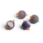 14mm Copper Leafed Drusy Round Connector 1 bead - The Bead Traders