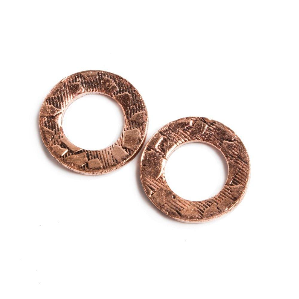 14mm Copper Ring Set of 2 pieces Embossed Animal Pattern - The Bead Traders