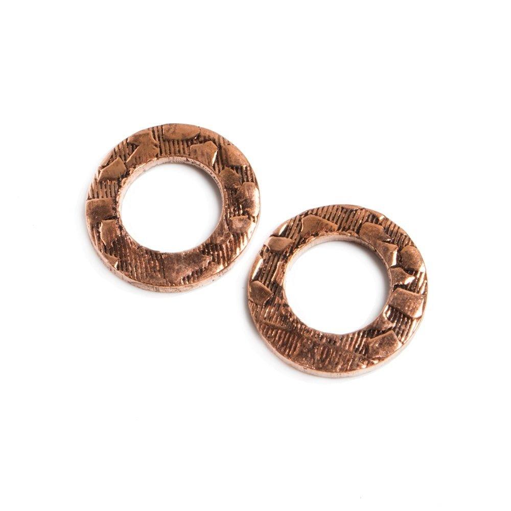 14mm Copper Ring Set of 2 pieces Embossed Animal Pattern - The Bead Traders