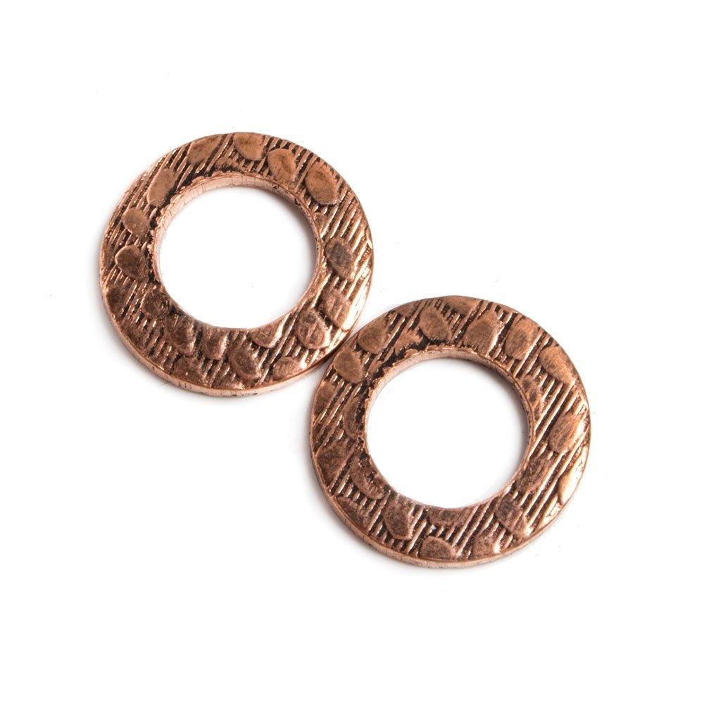 14mm Copper Ring Set of 2 pieces Embossed Animal Print - The Bead Traders