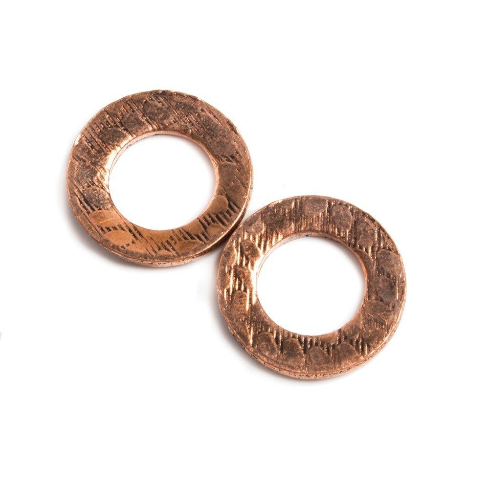 14mm Copper Ring Set of 2 pieces Embossed Animal Print - The Bead Traders