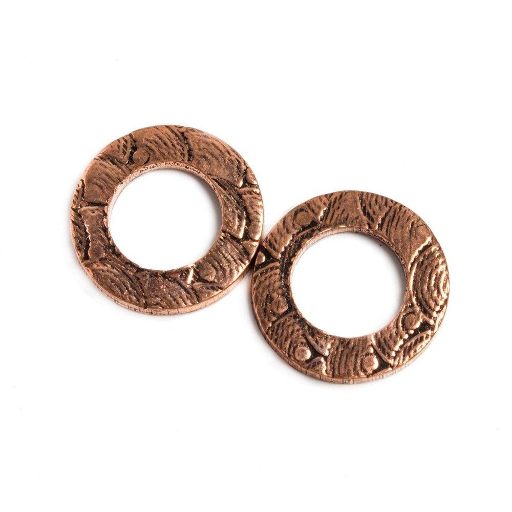 14mm Copper Ring Set of 2 pieces Embossed Rainbow Pattern - The Bead Traders