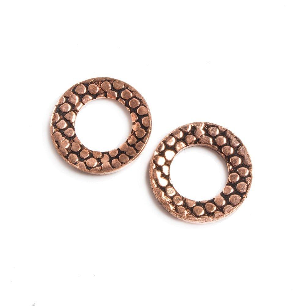 14mm Copper Ring Set of 2 pieces Embossed Rockwall Pattern - The Bead Traders