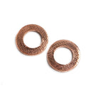14mm Copper Ring Set of 2 pieces Embossed Weave Pattern - The Bead Traders
