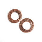 14mm Copper Ring Set of 2 pieces Embossed Whisp Pattern - The Bead Traders